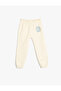 Jogger Sweatpants Cat Printed Lace-Up Waist Cotton Raised