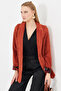 Women's Tile Sleeve Patterned Single Button Velvet Jacket ARM-24K001056 - 3
