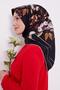 وشاح حريري بنمط زهرة سوداء