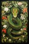 Dido 2 Collection Green Themed Flower and Snake Patterned Creative Modern Decorative Carpet 3271