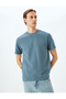 Crew Neck Stitching Detail Regular Fit Cotton Blend Short Sleeve T-Shirt - 3
