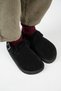 (Holly 2 Furry Platform) Women's Genuine Leather Belted Buckle Sabo Black Sandals - 3