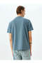 Crew Neck Stitching Detail Regular Fit Cotton Blend Short Sleeve T-Shirt - 4