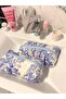 Large Size Blue French Patterned Makeup Bag Xl Size Zippered Portfolio Bag - 5