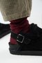(Holly 2 Furry Platform) Women's Genuine Leather Belted Buckle Sabo Black Sandals - 6