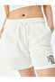 Embroidery Detailed Lace up Waist Shorts with Pockets - 5