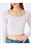Lace Detailed Long Sleeve Slim Fit Crop T-Shirt - 5