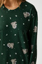 Women's Ely Premium Crew Neck Green Teddy Bear Suede Texture Christmas Pajamas Set - 2