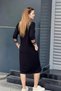 V Neck Pocket Midi Length Dress Black - 5