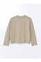 Lcw Vision Beige Crew Neck Plain Oversize Women's Sweatshirt - 6
