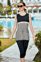 Semi-Closed Swimsuit with Zero Sleeve Leggings 720-136 Stripes - 2