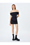 Madonna Collar Off-The-Shoulder Draped Slim Fit Mini Slip Dress
