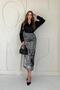 Shiny Silver Skirt - Sequin Detailed
