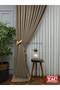 Camel Linen Background Curtain 1E3 Draped Pleated Background Curtain - 2