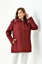Women's Plus Size Hooded Patterned Inner Zippered Snap-Button Quilted Coat Jacket - 7