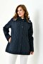 Quilted Women's Plus Size Coat Hooded Inside D Patterned Zipper and Snap Fasteners - 4