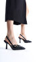 Shiny Patent Leather Stylish Buckle Open Back Heeled Shoes