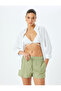Viscose Linen Blended Shorts with Lace-Up Waist Pockets
