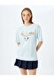Cat Printed Short Sleeve Crew Neck Oversize T-Shirt - 3