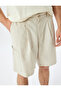 Linen Blended Shorts Summer Bermuda Chino with Pocket Detail - 5