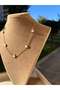 Steel Gold White Enameled 4 Leaf Multiple Mini Clover Necklace - 4