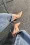 Women's Nude Skin Patent Leather 8cm Thin Transparent Cover Heeled Stiletto Shoes