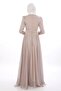 Stone Embellished Detailed Hijab Evening Dress 741-Beige - 4
