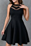 Transparent Collar Detailed A-Line Cut Black Short Evening Dress 2222 - 2