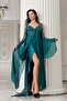 İmaj 3204 Emerald Color Satin Transparent 2-Piece Nightgown Set