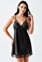 4210 Black Color Satin Long Spanish Sleeve 2 Piece Nightgown Set - 6