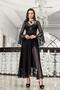 Image 3202 Black Color Satin Nightgown Tulle Lace 2-Piece Nightgown Set