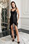 İmaj 3204 Black Color Satin Transparent 2-Piece Nightgown Set - 3