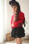 Girl's Bottom Top Rainbow Fabric 100% Cotton Sweatshirt Black Pleated Skirt Set - 3