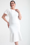 Women's White Large Size Flounce Dress - 3