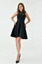 Flexible Scuba Fabric Transparent Detailed Black Evening Dress Black Graduation Dress 2222 - 3