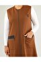 Women's Large Size Long Vest with Leather Pockets Ottoman Brown - 8