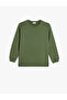 Crew Neck Long Sleeve Cotton Raised Basic Sweatshirt