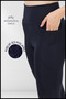 Women's Navy Blue Thick Winter Lycra Tights with Fleece Inside, High Waist, Spanish Style Legs, Double Pockets Winter 1064 - 4