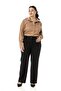 Plus Size Elastic Waist Back Tube Leg Classic Black Trousers - 4