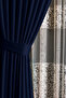 Dark Blue Blackout Curtain with Folding (1X3) Folding Background Curtain Single Panel V22 - 2
