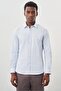 Blue Long Sleeve Hard Neck Pocketless Cotton Lycra Classic Slim Fit Slim Fit Shirt 1004245234