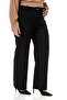 Plus Size Elastic Waist Back Tube Leg Classic Black Trousers - 6
