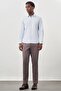 Blue Long Sleeve Hard Neck Pocketless Cotton Lycra Classic Slim Fit Slim Fit Shirt 1004245234 - 2