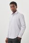 Gray Long Sleeve Dobby Hard Collar Pocketless Cotton Classic Slim Fit Shirt 1004245226 - 3