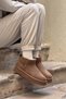 Mini Dark Beige Suede Thick Sole Women's Boots with Fur Inside - 2