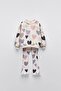 Girl's Heart Printed 3 Thread Fabric Ribbed Spanish Leg Tights Top Set
