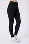 Women's Black Winter High Waist Leather Detailed Back Double Pocket Raster Pants Leggings - 5