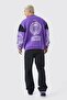 Unisex Oversize Purple Printed Bomber College Jacket - 4