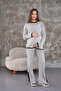 Maternity and Maternity Neck and Leg Stripe Soft Fabric Long Sleeve Tracksuit Set - 3