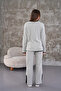 Maternity and Maternity Neck and Leg Stripe Soft Fabric Long Sleeve Tracksuit Set - 5
